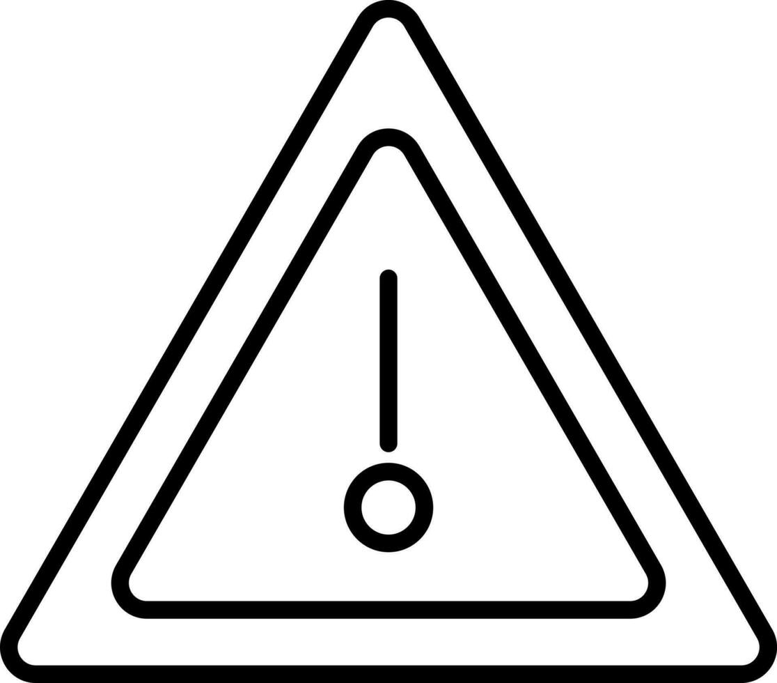 Flat style warning symbol in black line art. vector