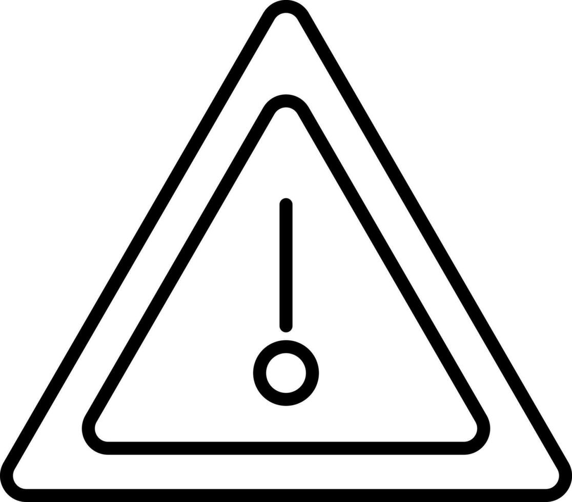 Flat style warning symbol in black line art. vector