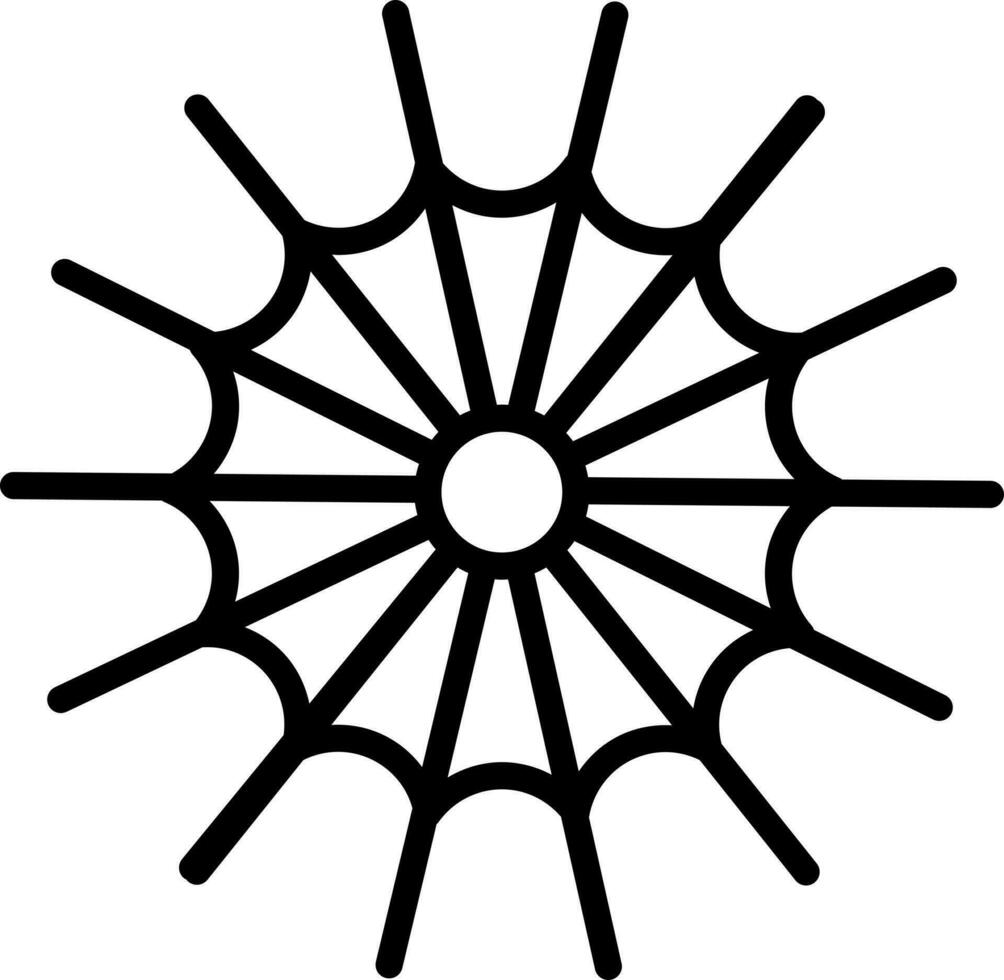 Spiderweb icon in black line art. vector