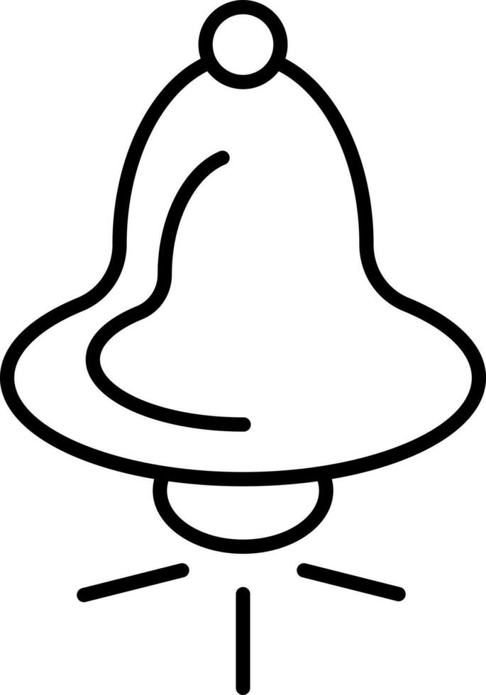 Black line art ringing bell. vector