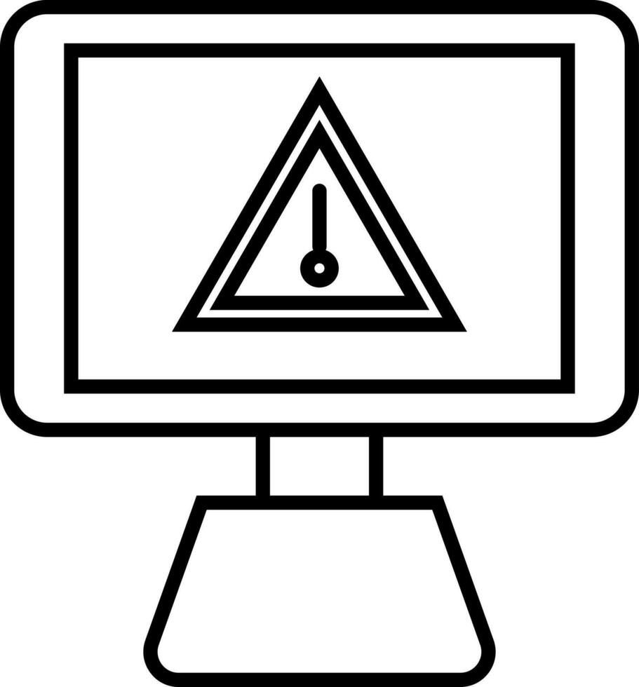 Black line art warning sign on computer screen. 24243334 Vector Art at ...