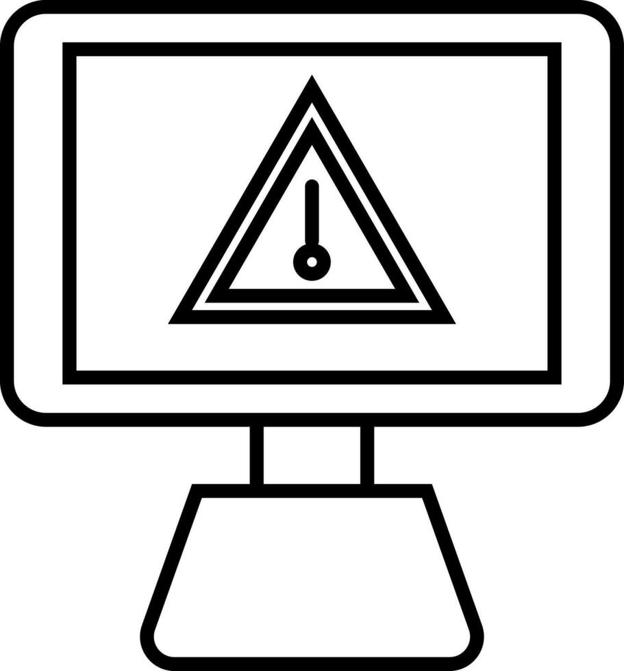 negro línea Arte advertencia firmar en computadora pantalla. vector