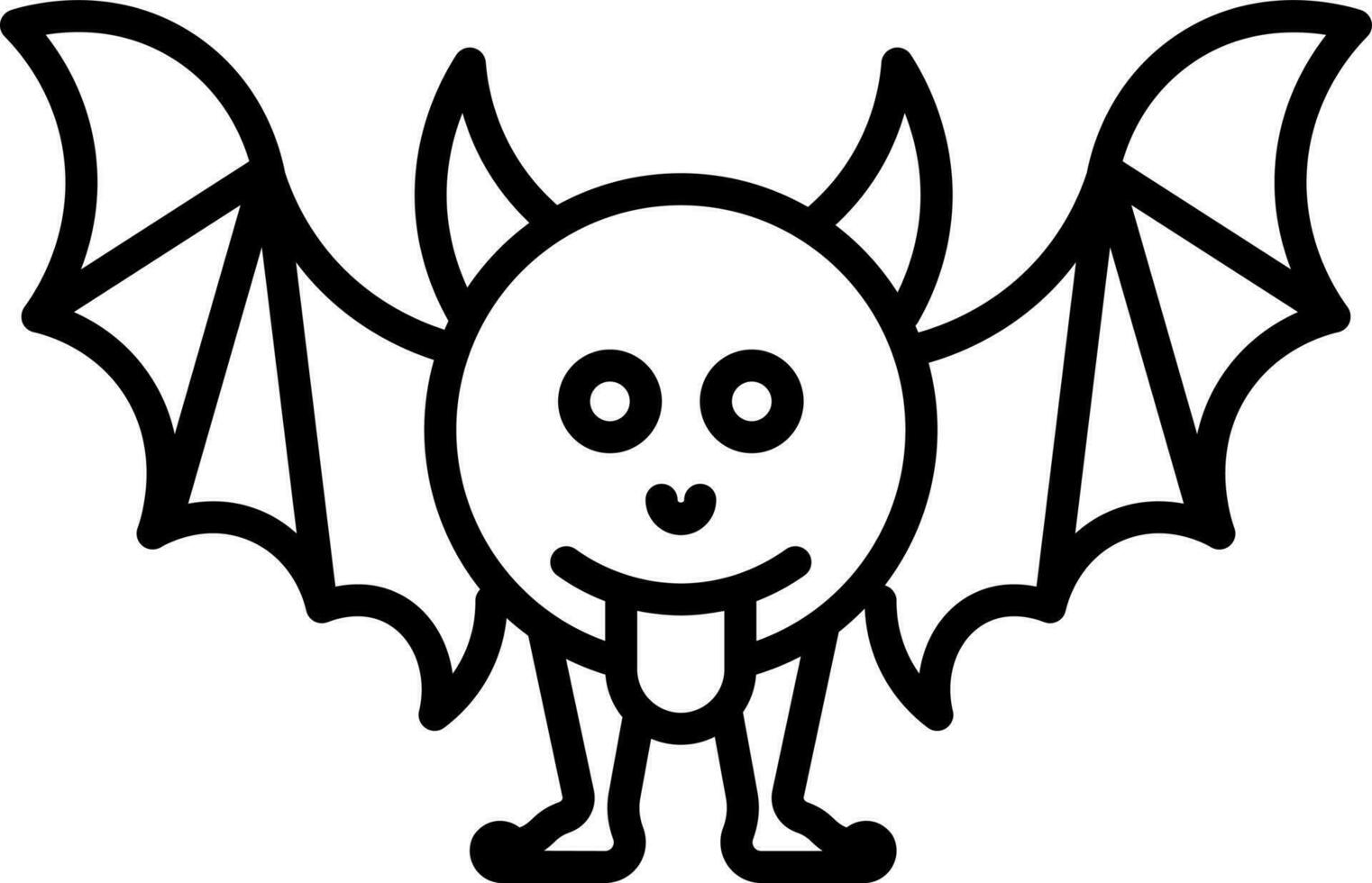 dibujos animados murciélago burlas icono en negro línea Arte. vector