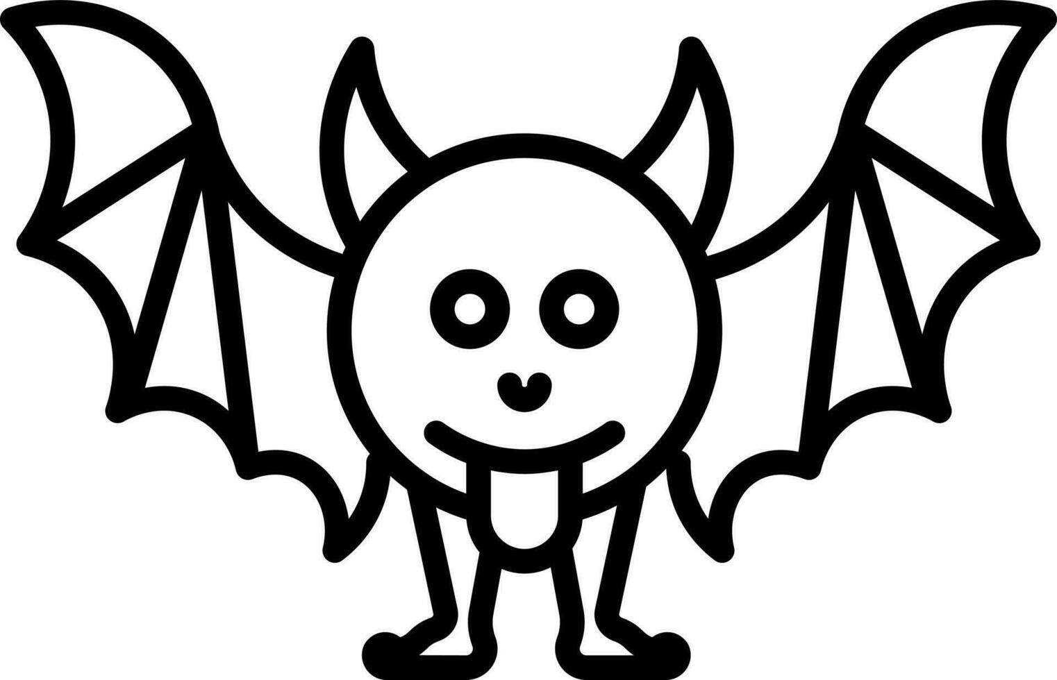 Cartoon bat teasing icon in black line art. vector