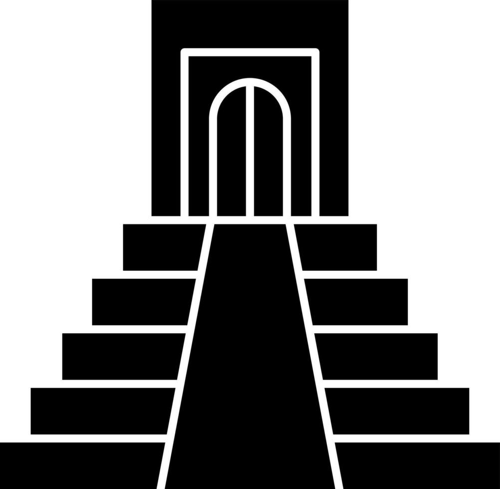 Illustration of aztec pyramid icon in glyph style. vector