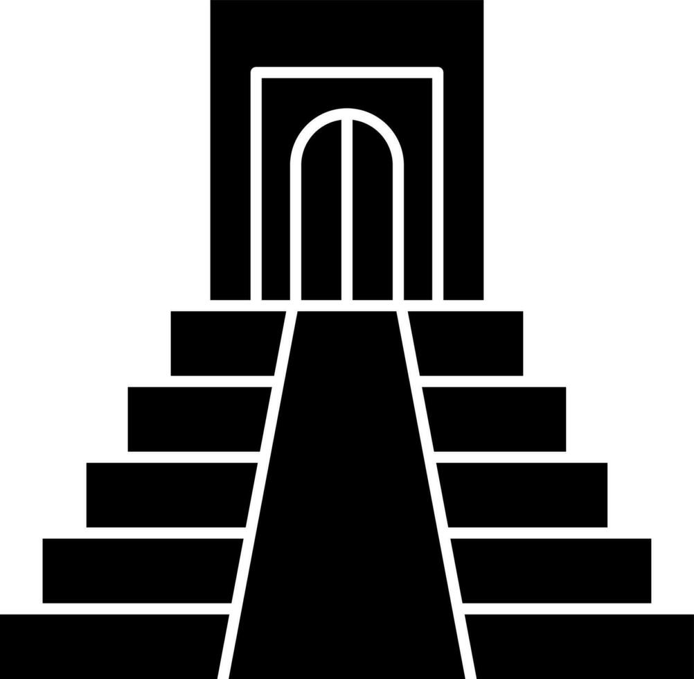 Illustration of aztec pyramid icon in glyph style. vector