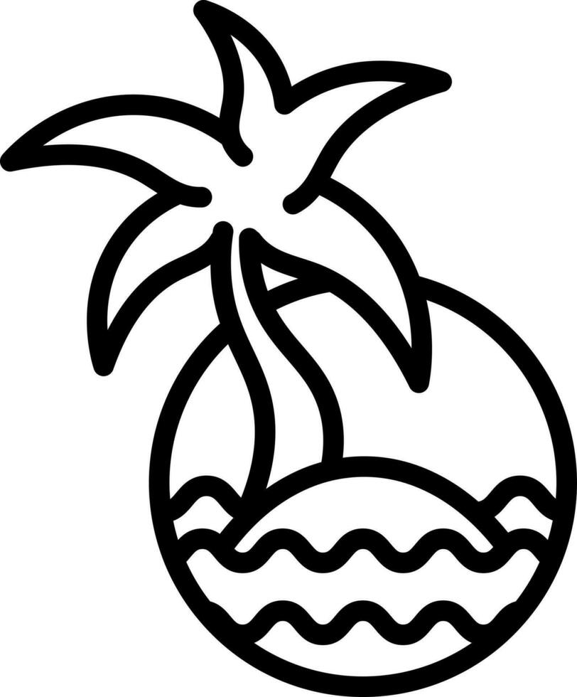 Line art beach view icon in flat style. vector