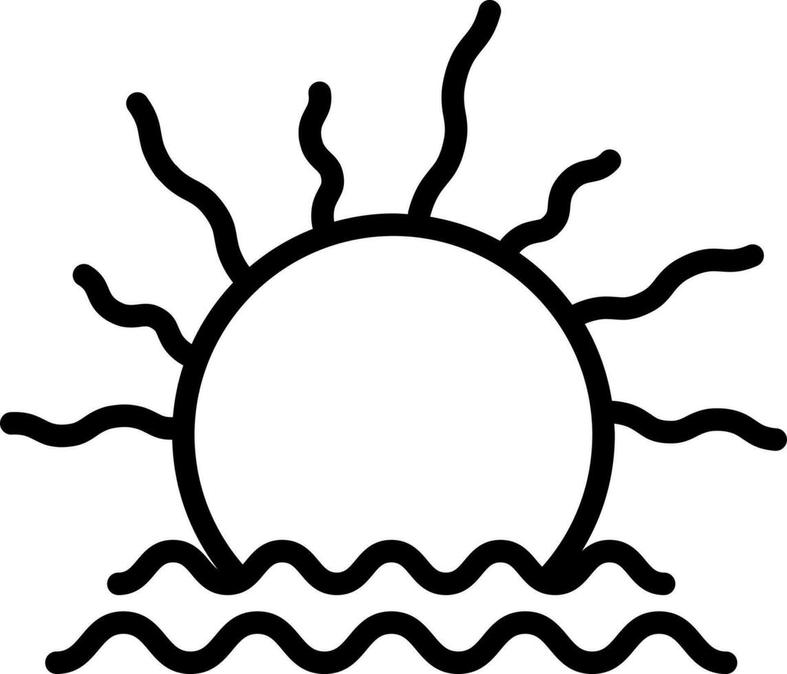 Line art illustration of sun rise icon. vector