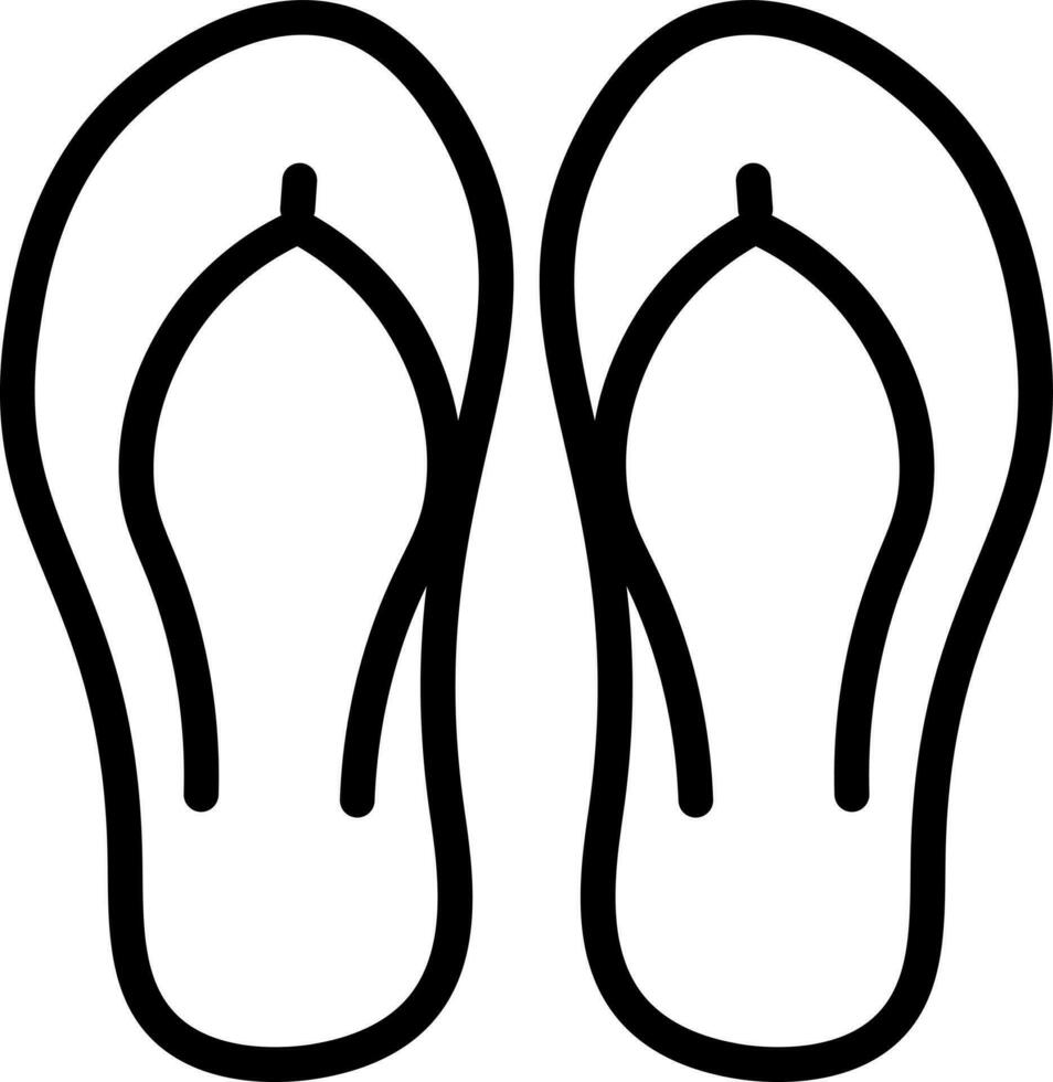 Slipper icon in black line art. vector