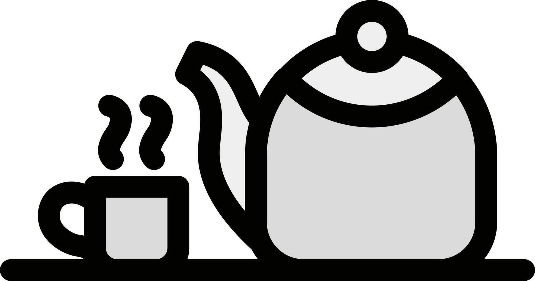 Hot Cut with Teapot icon in gray color. vector