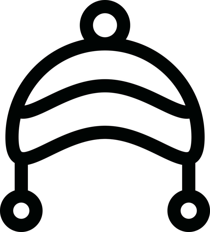 Beanie Cap icon in thin line art. vector