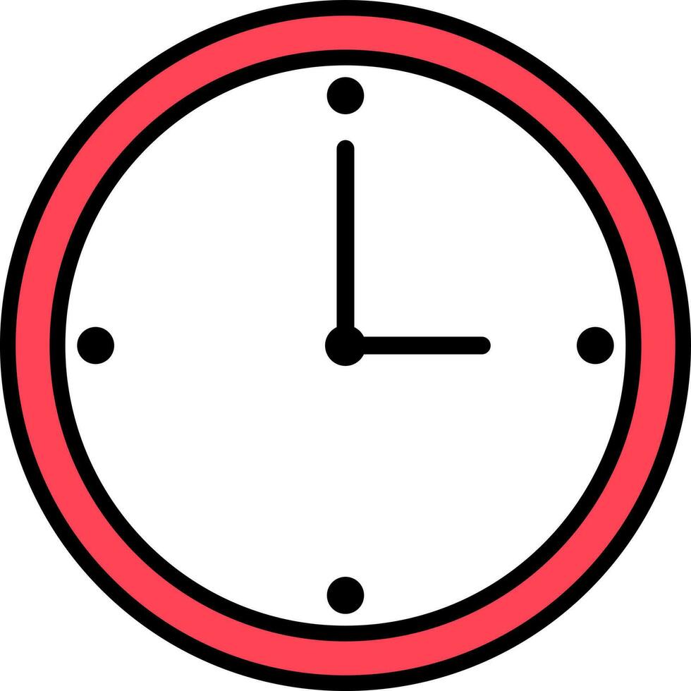 plano estilo reloj icono en blanco y rojo color. vector