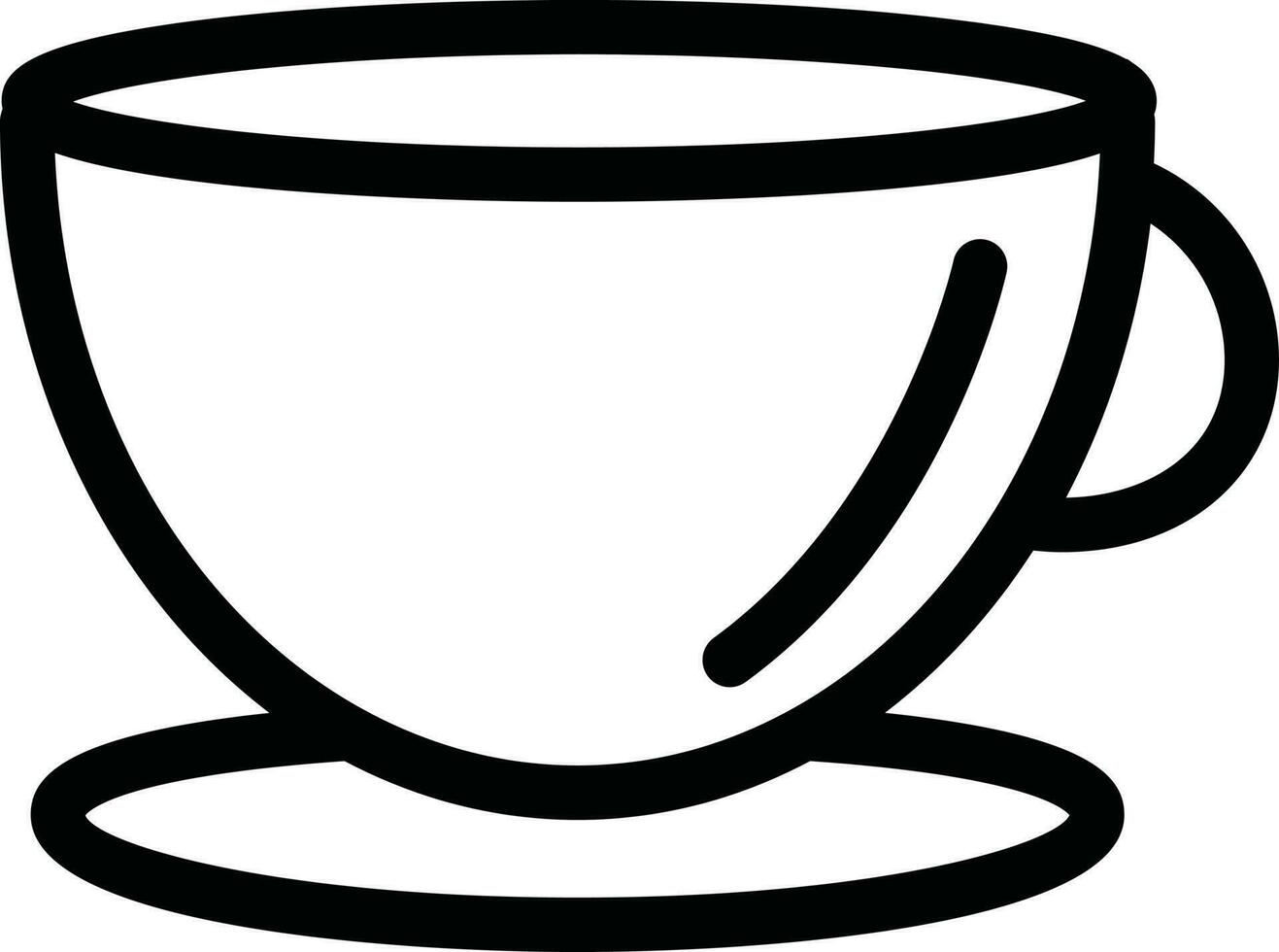 Black line art illustration of Cup and Plate icon. vector