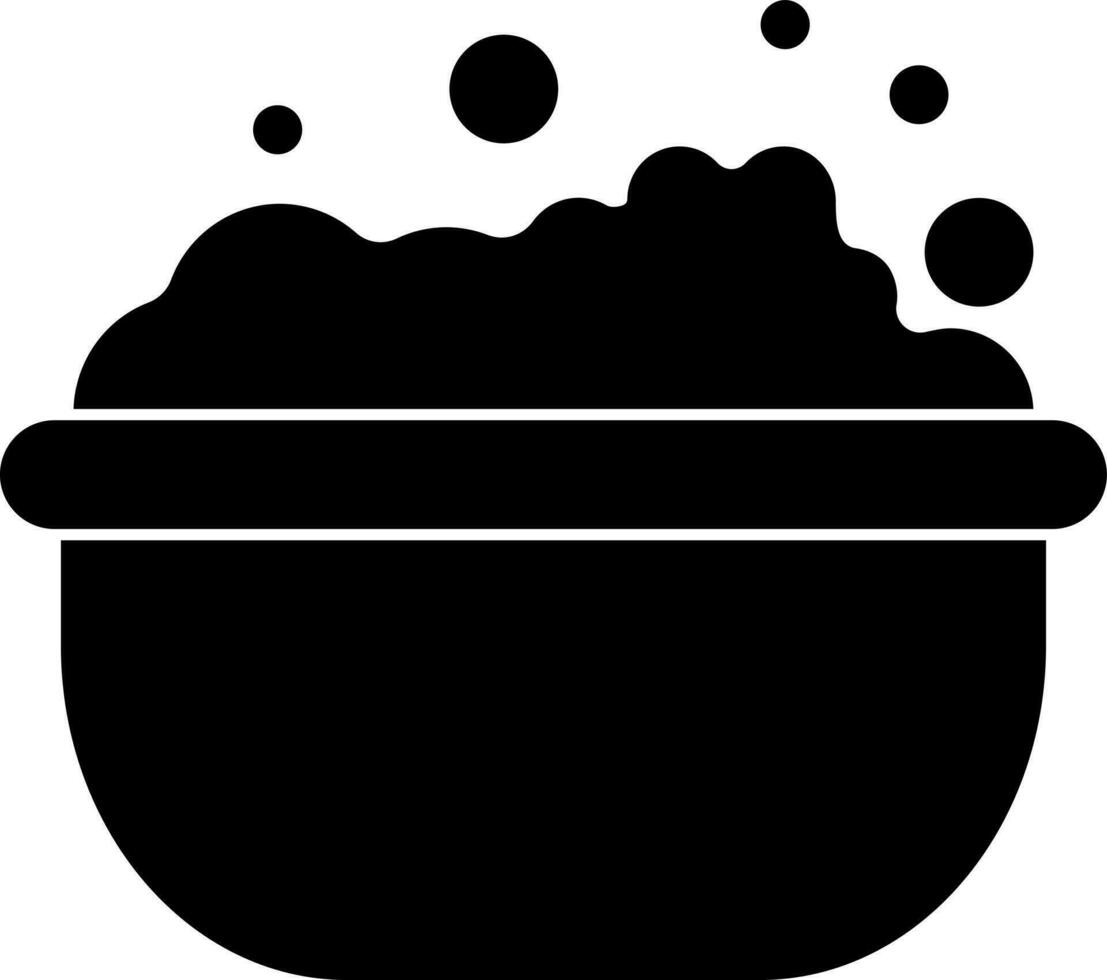 Black washbowl with foam and bubbles. vector