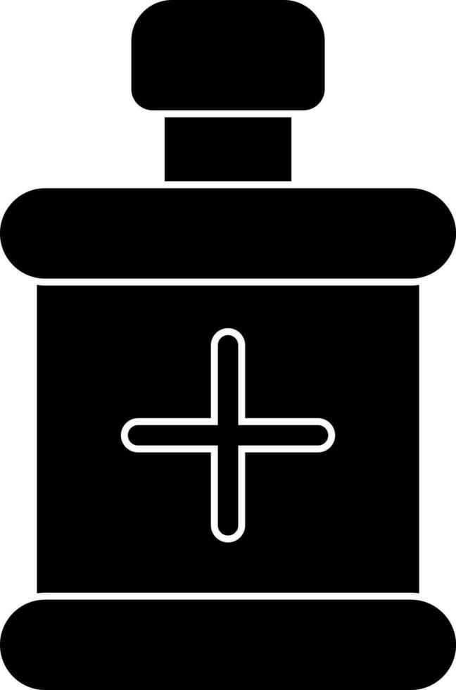 Flat style antiseptic bottle in black and white color. vector