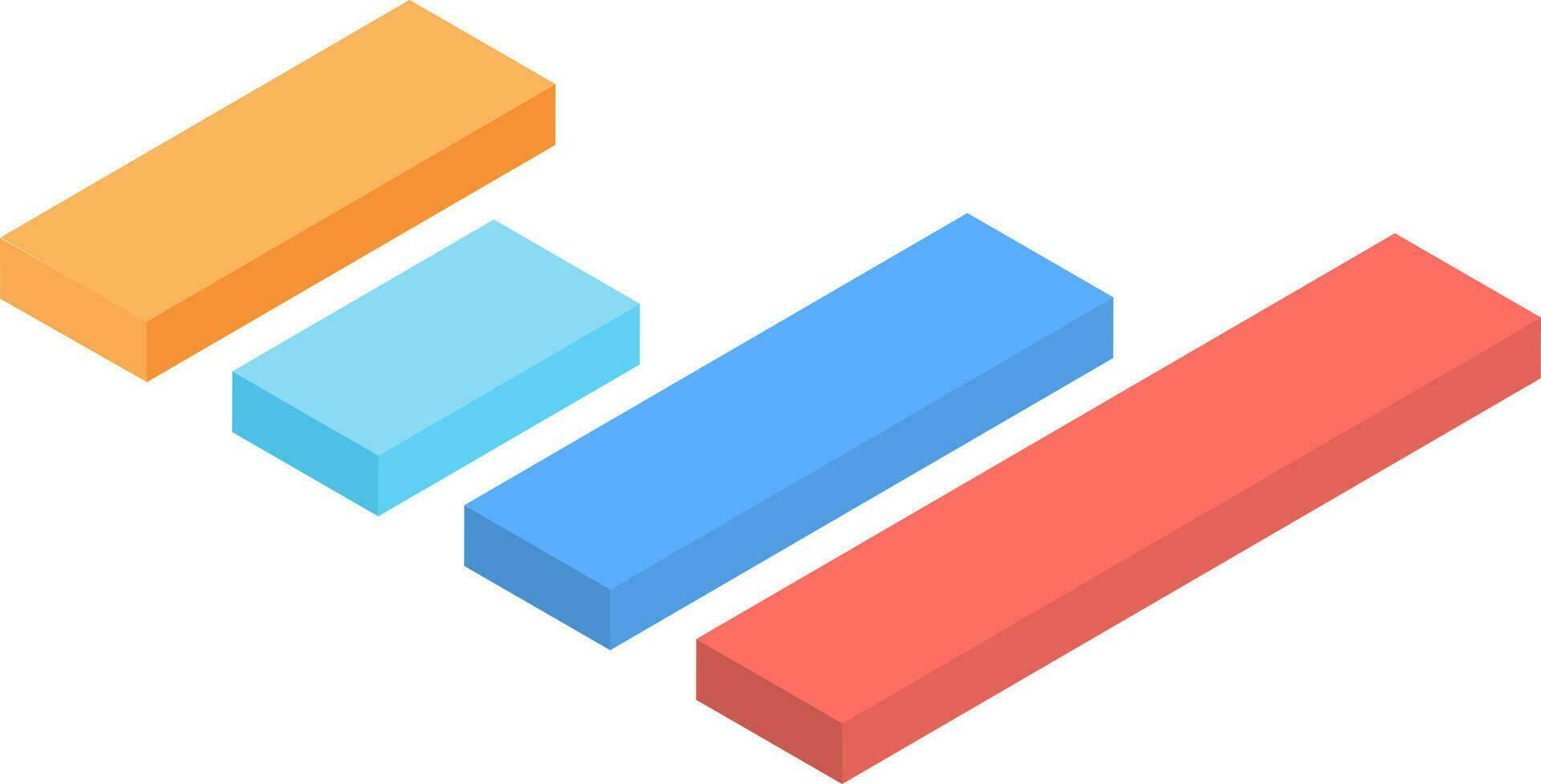 Isometric illustration of colorful bar graph. vector