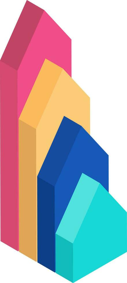 Isometric colorful arrow bar graph. vector