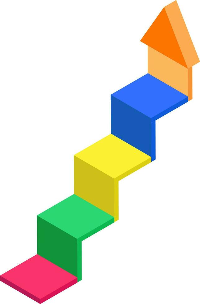 Isometric colorful arrow staircase up graph. vector