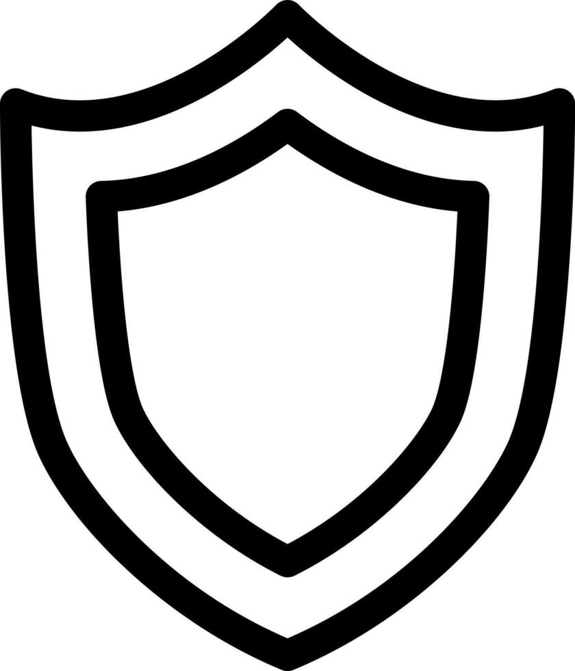 Shield icon or symbol in line art. vector