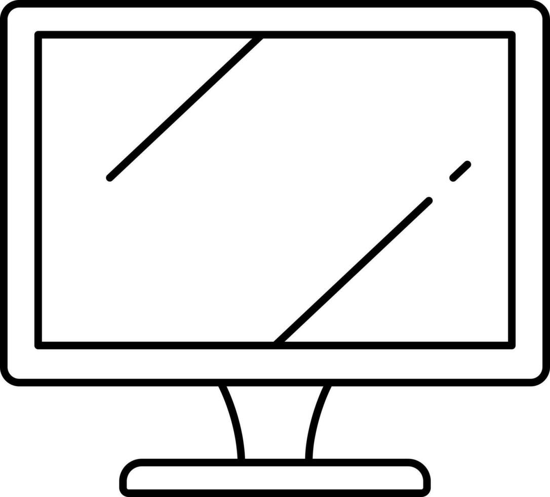 Flat illustration of desktop or computer icon in black line stroke. vector