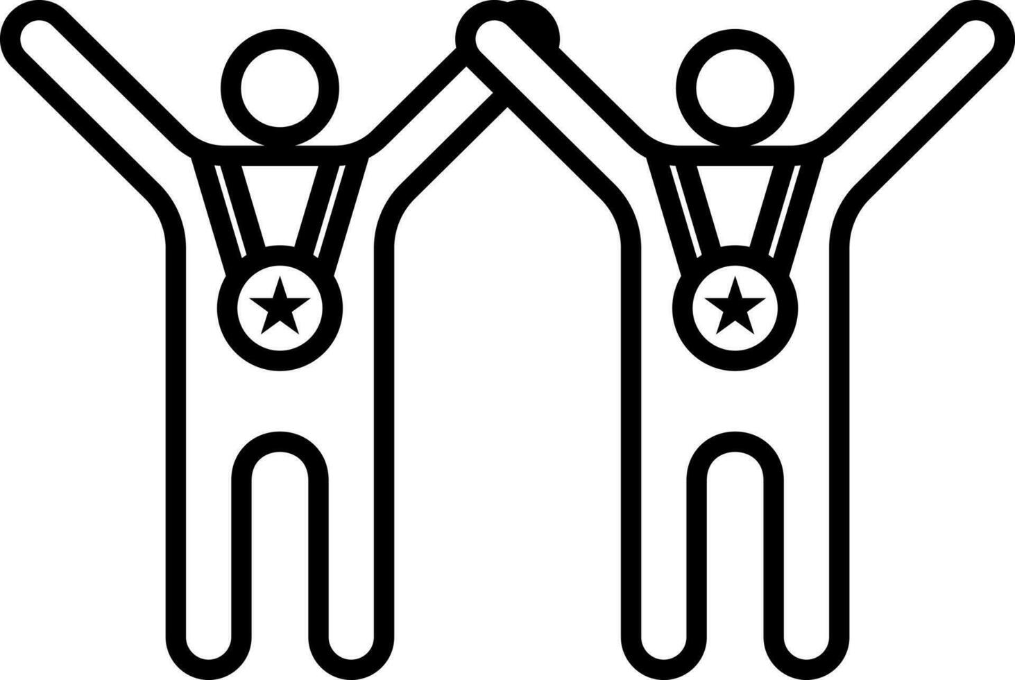 Illustration of winners icon in black line art. vector