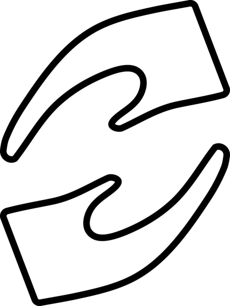Line art illustration of hand shake icon. vector