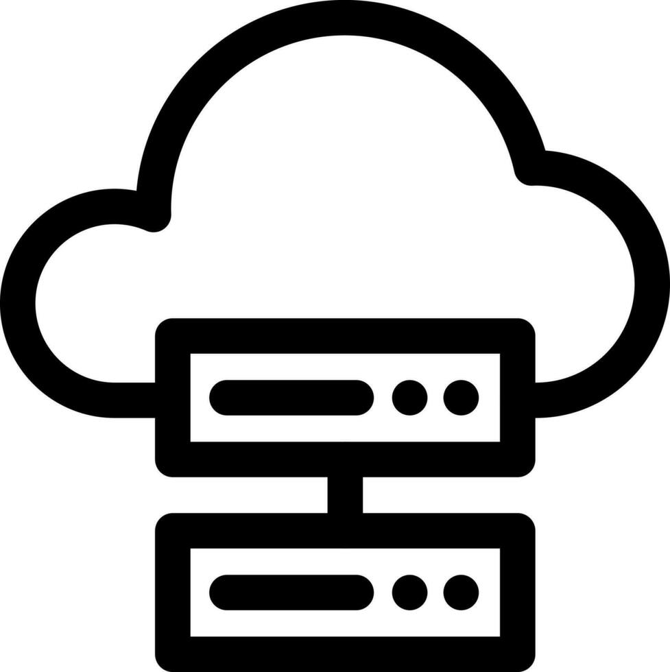 Line art illustration of cloud server sign or symbol. vector