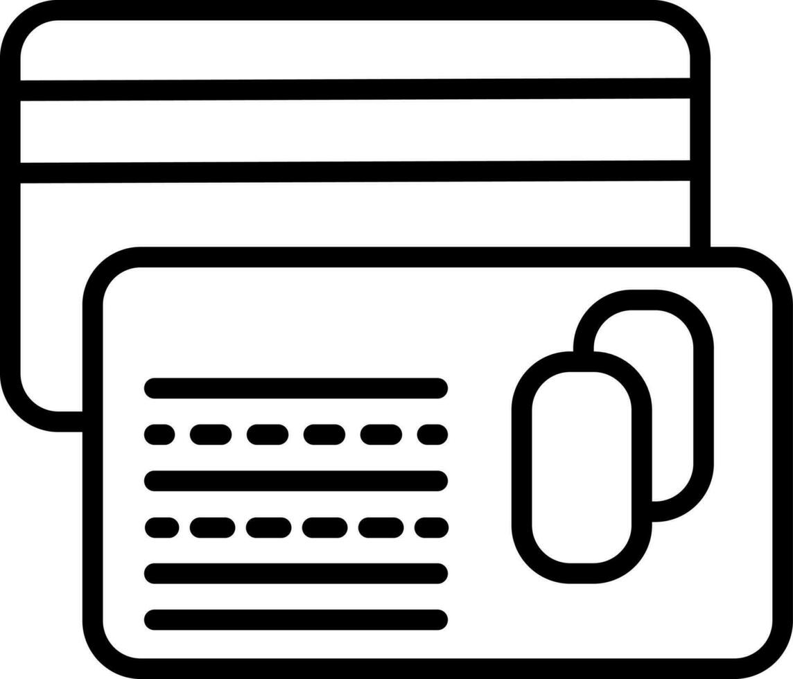 Line art debit or credit card icon in flat style. vector