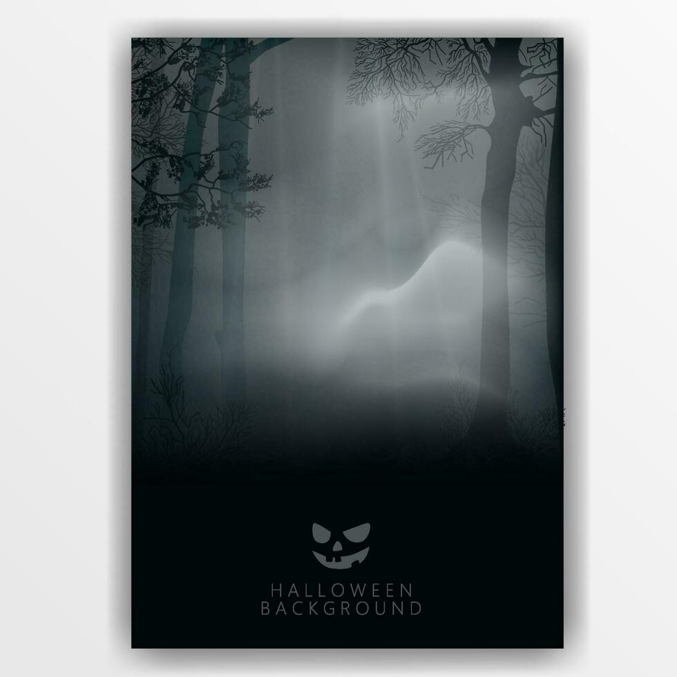 Halloween vertical landscape with foggy forest vector