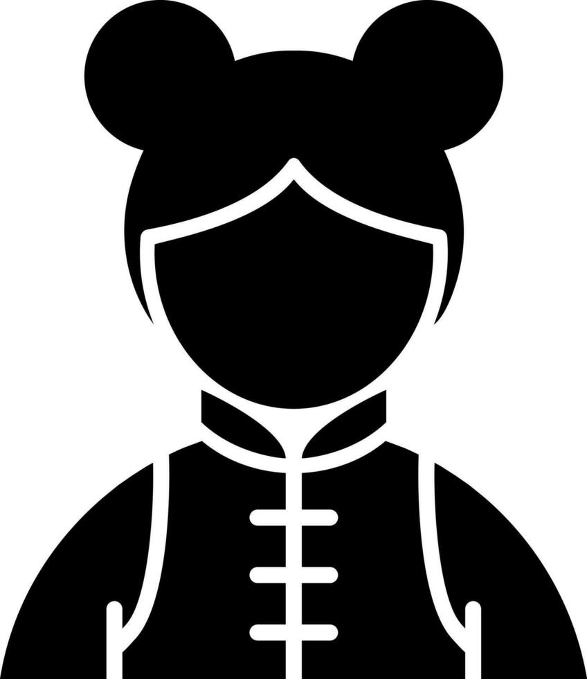Vector illustration of chinese girl icon.