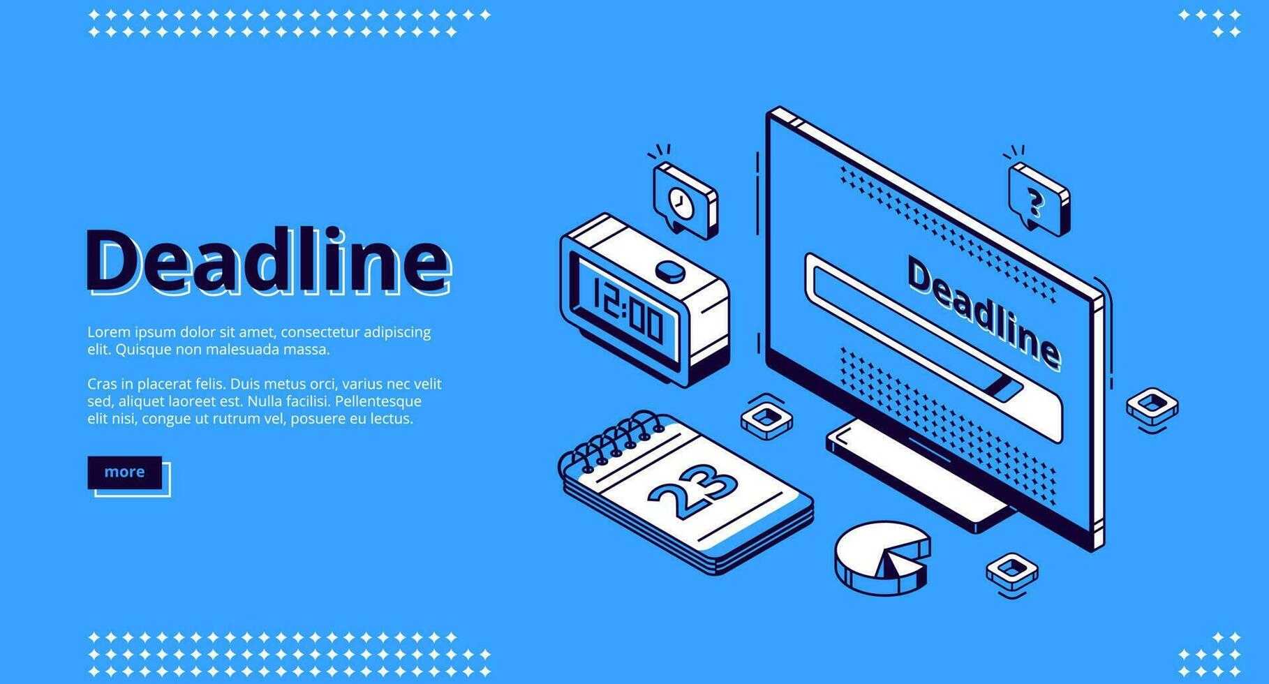 Deadline, time management isometric landing page vector