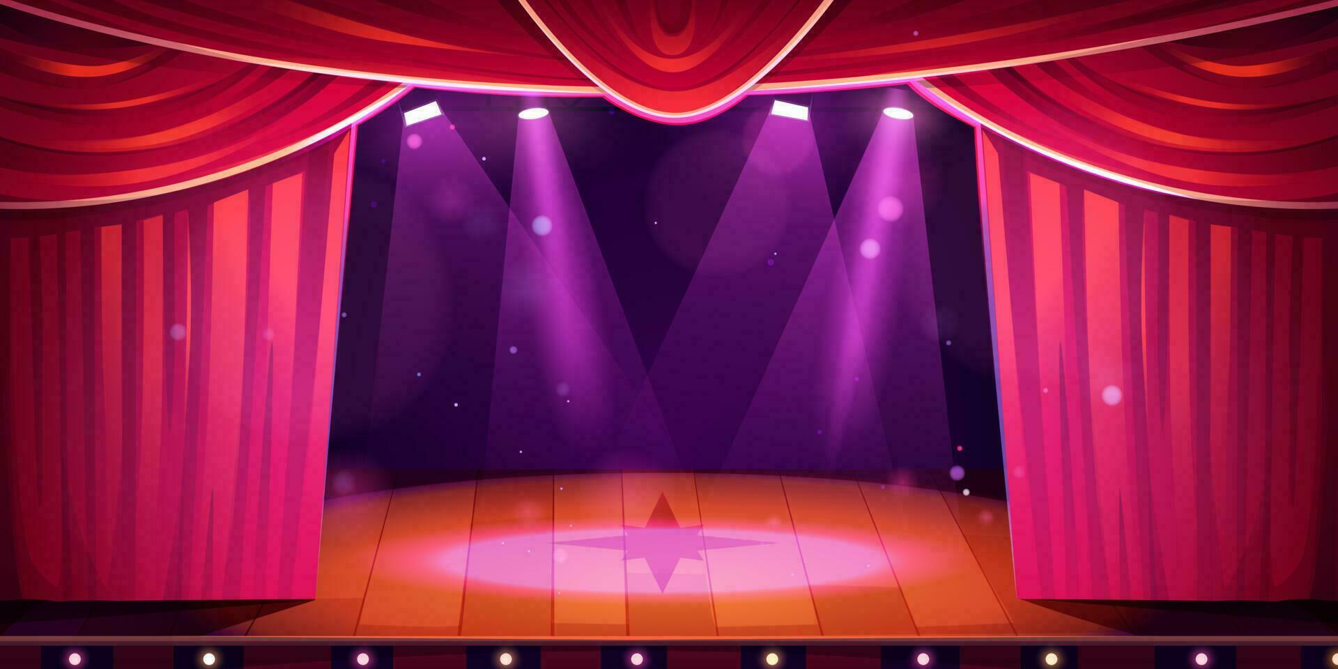 Theater concert stage with curtain cartoon scene vector