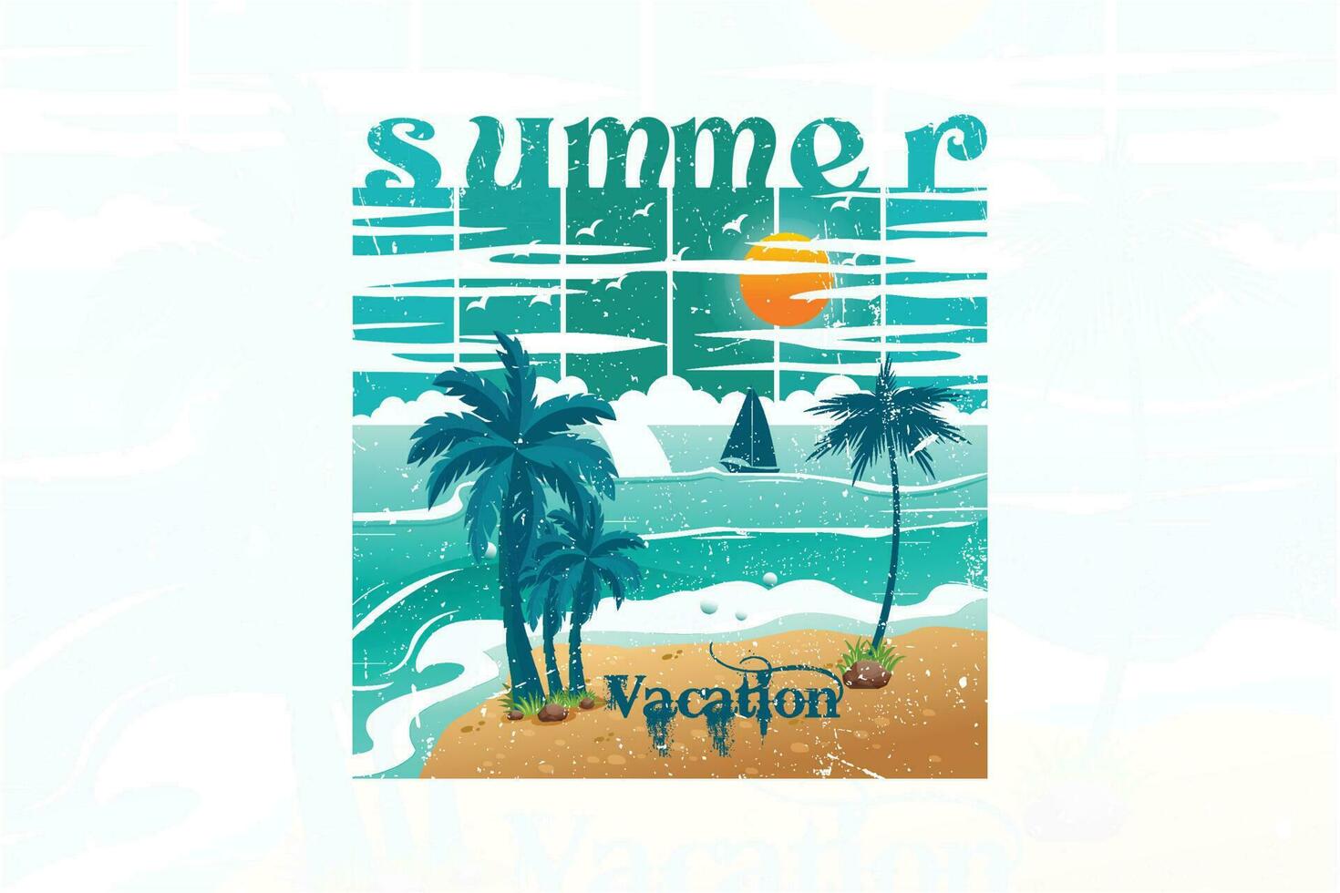 Summer vacation beach t shirt design vector