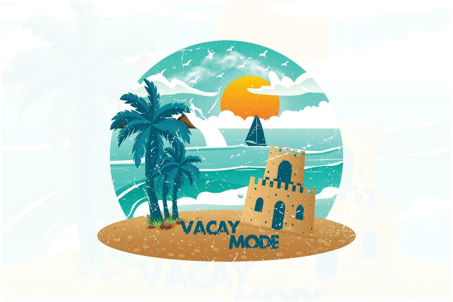 Vacay mode beach t shirt design vector