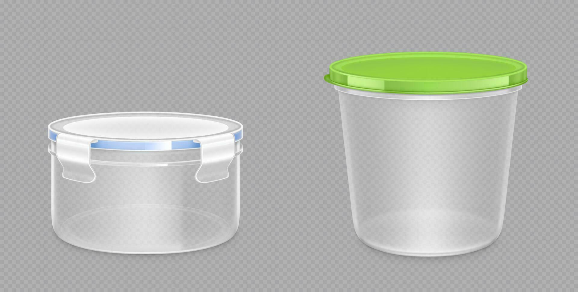 Round plastic food containers with clipping path vector