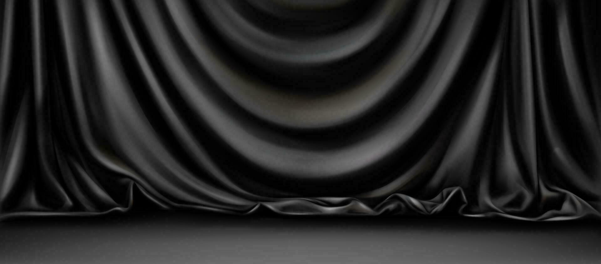 Background with black curtains on stage vector