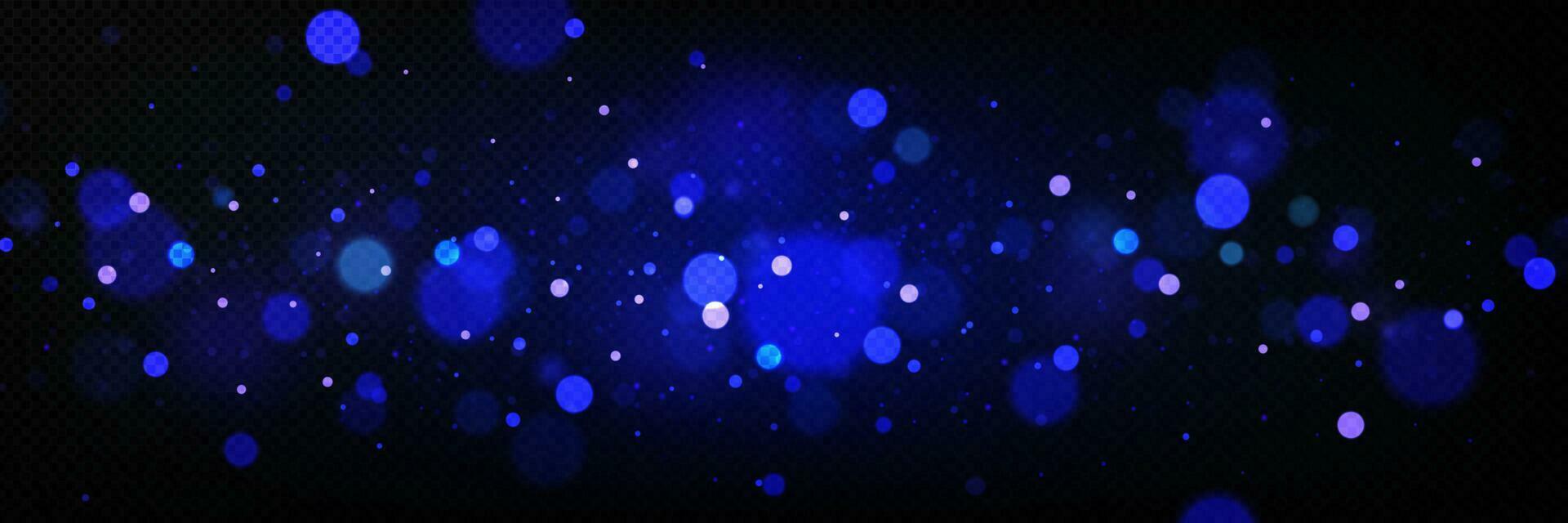 Realistic blue bokeh light effect on transparent vector