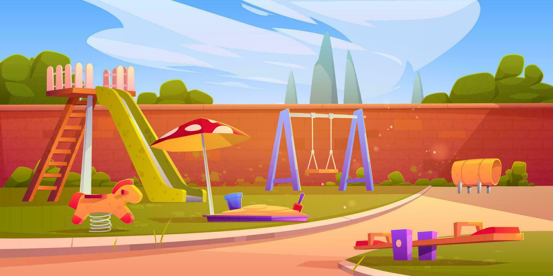 Kids playground in summer park or kindergarten vector