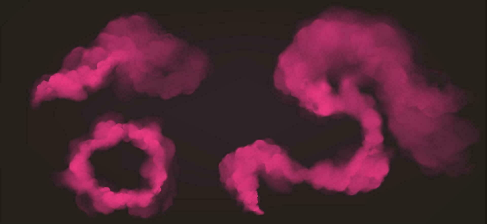 Pink smoke trail and ring set magic dust or powder vector