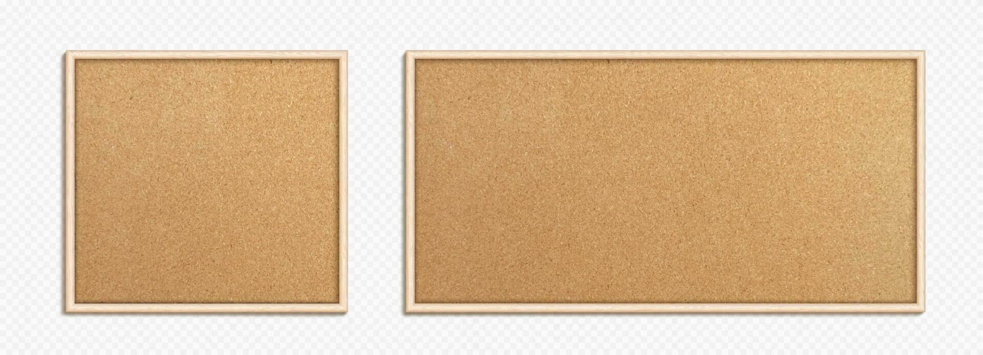 Realistic 3d vector cork board with wood frame