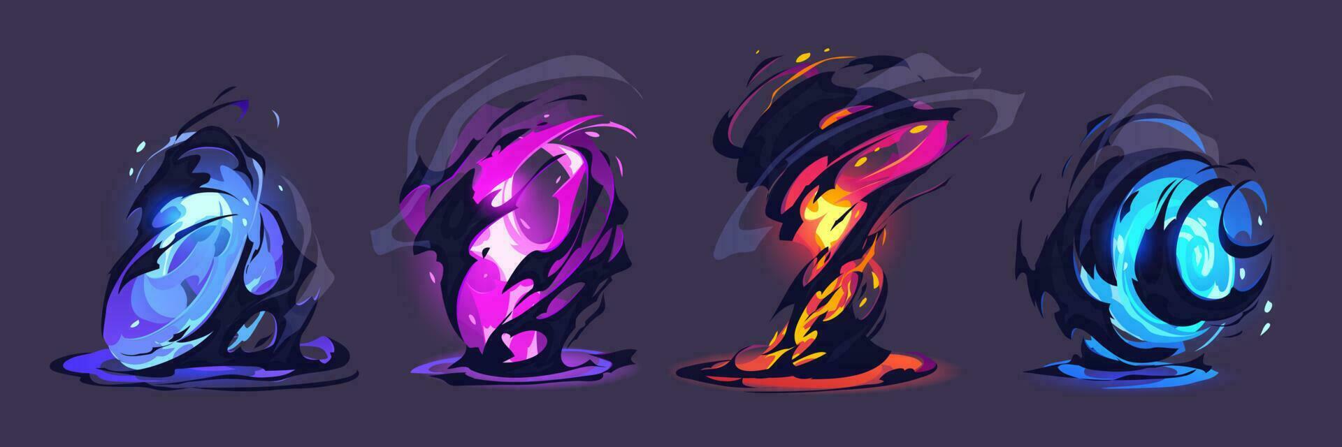 Vfx tornado game cartoon storm effect isolated vector