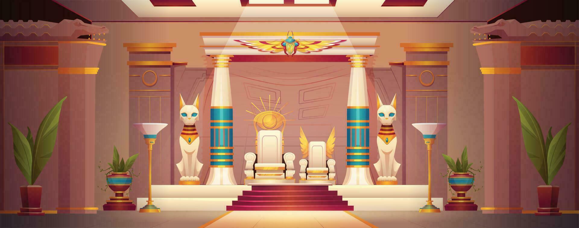 Ancient egyptian pharaoh throne in palace interior vector