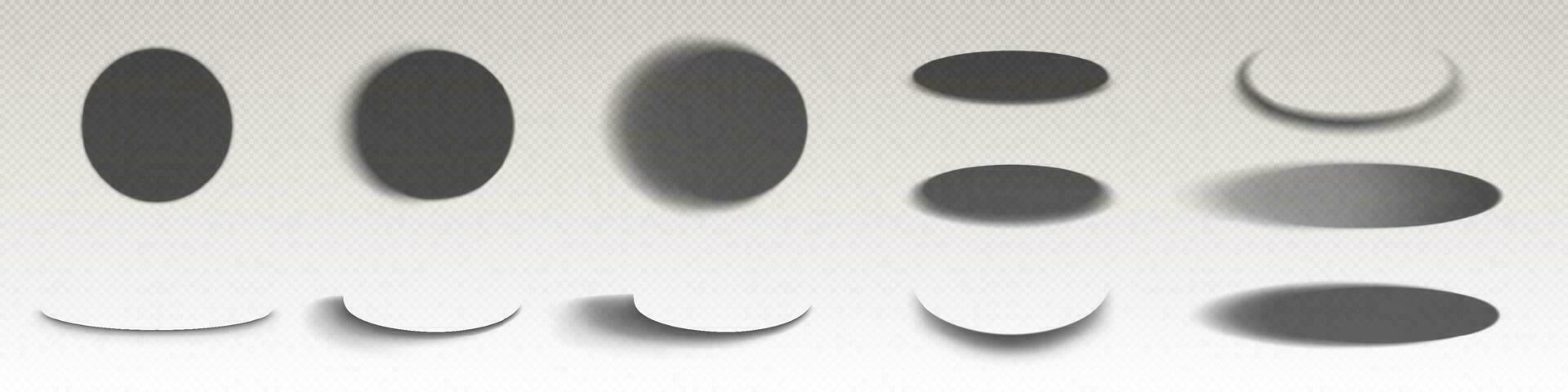 Circle drop shadows, round and ellipse shades vector