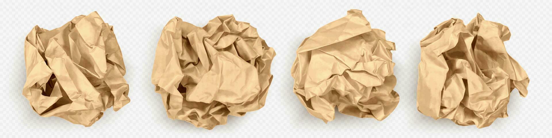 Realistic 3D set of crumpled paper balls vector