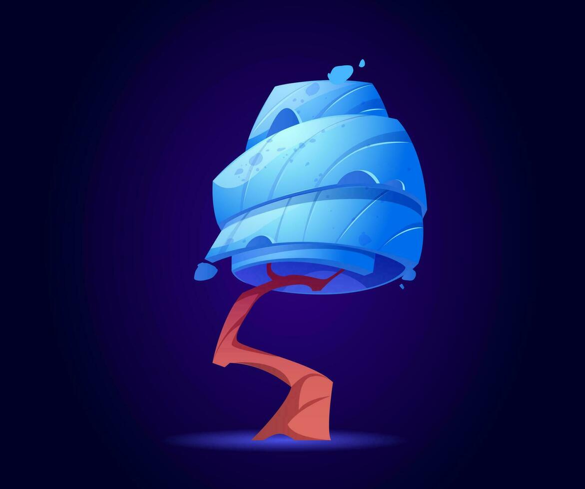 Fantasy tree, alien or magic unusual blue wood vector