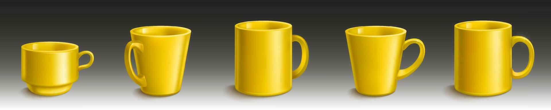 Tea and coffee cups, mugs 3d mockup vector
