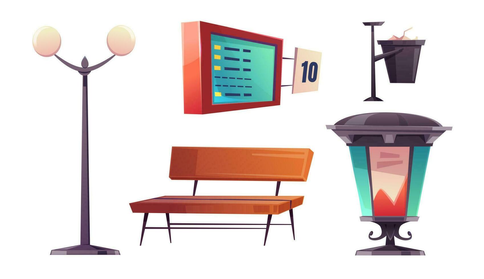 City bus stop with bench and schedule vector