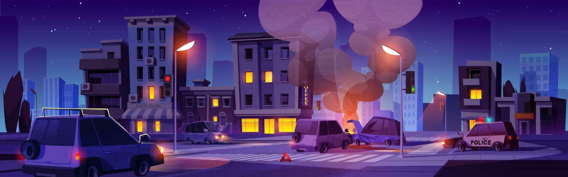 Car accident city road, drive crash illustration vector