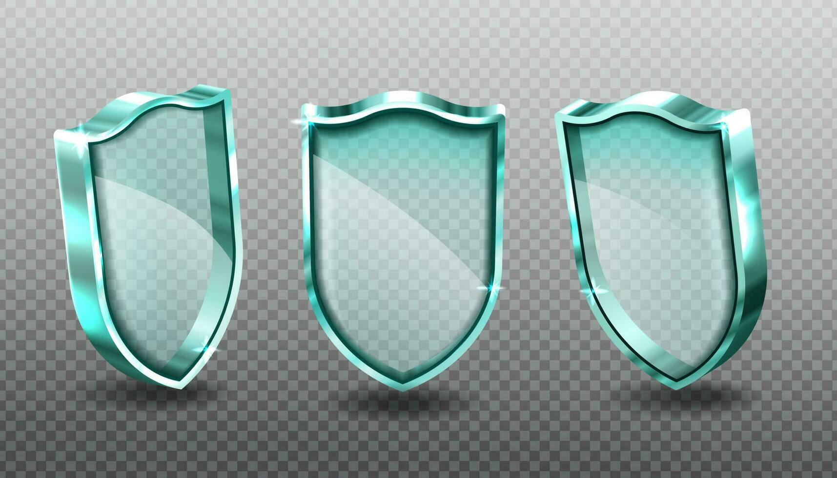 Glass shields set blank blue acrylic screen panels vector