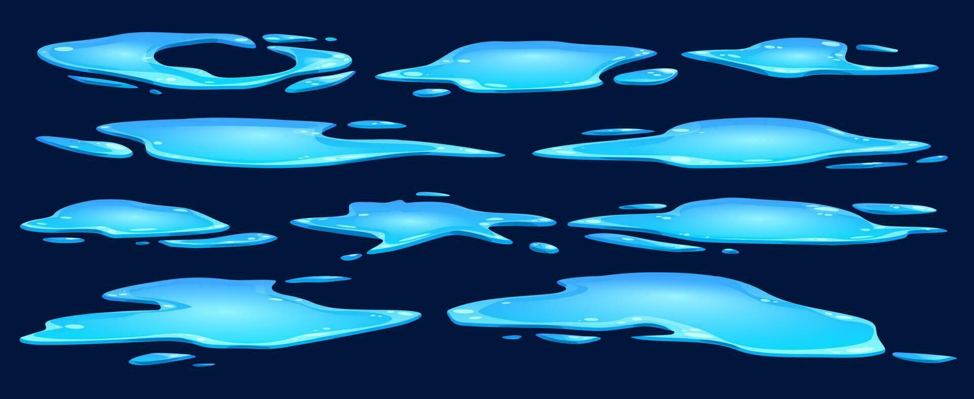 Liquid isometric water puddle on floor cartoon vector